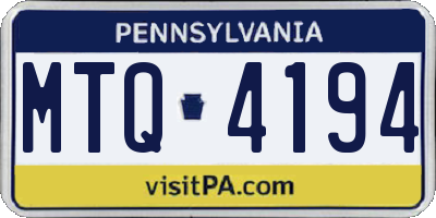 PA license plate MTQ4194
