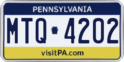 PA license plate MTQ4202