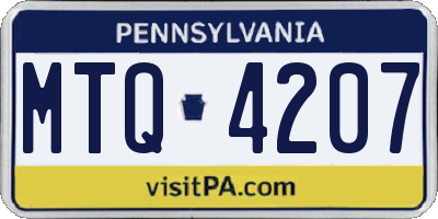 PA license plate MTQ4207