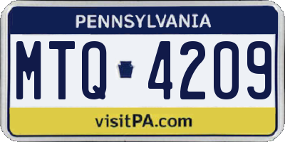 PA license plate MTQ4209