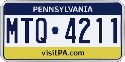 PA license plate MTQ4211