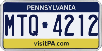 PA license plate MTQ4212