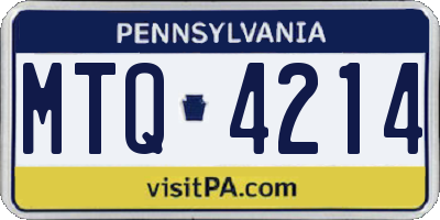 PA license plate MTQ4214
