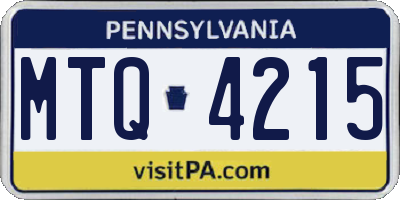PA license plate MTQ4215
