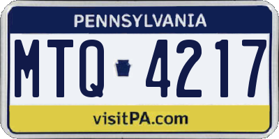 PA license plate MTQ4217