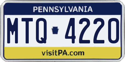 PA license plate MTQ4220