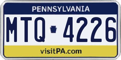 PA license plate MTQ4226