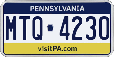 PA license plate MTQ4230