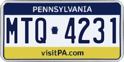 PA license plate MTQ4231