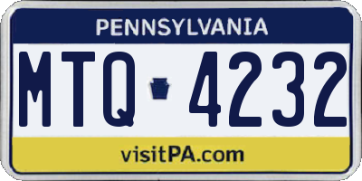PA license plate MTQ4232