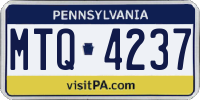 PA license plate MTQ4237