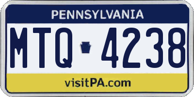 PA license plate MTQ4238