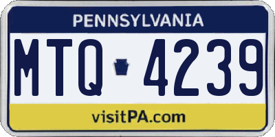 PA license plate MTQ4239
