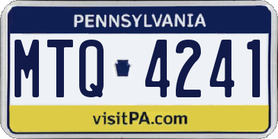 PA license plate MTQ4241
