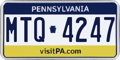 PA license plate MTQ4247