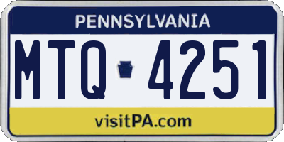 PA license plate MTQ4251