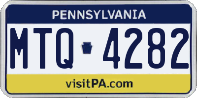 PA license plate MTQ4282