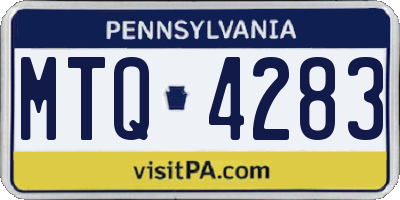 PA license plate MTQ4283