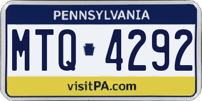 PA license plate MTQ4292