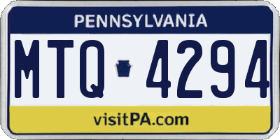 PA license plate MTQ4294