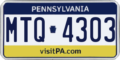PA license plate MTQ4303