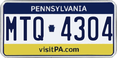 PA license plate MTQ4304