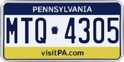 PA license plate MTQ4305
