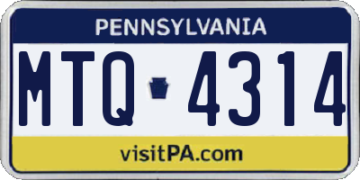 PA license plate MTQ4314