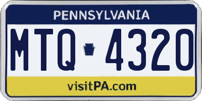 PA license plate MTQ4320