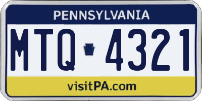 PA license plate MTQ4321