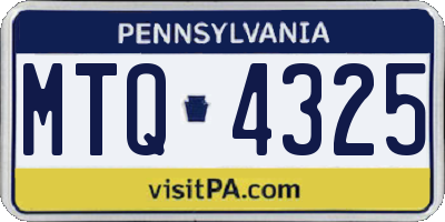 PA license plate MTQ4325