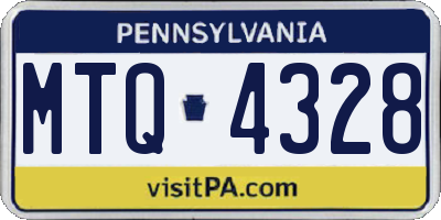 PA license plate MTQ4328