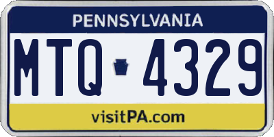 PA license plate MTQ4329