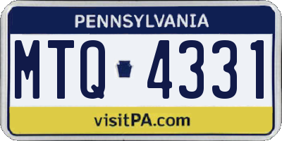PA license plate MTQ4331
