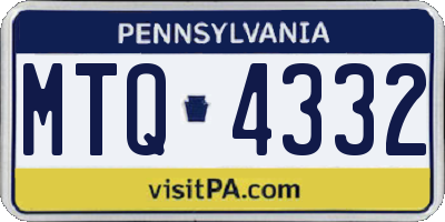 PA license plate MTQ4332