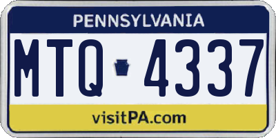 PA license plate MTQ4337