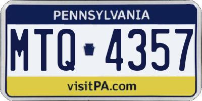 PA license plate MTQ4357