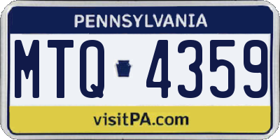 PA license plate MTQ4359