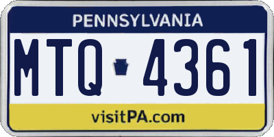 PA license plate MTQ4361