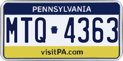 PA license plate MTQ4363