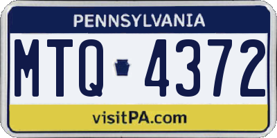 PA license plate MTQ4372