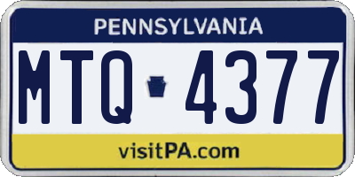PA license plate MTQ4377