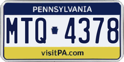 PA license plate MTQ4378