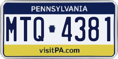 PA license plate MTQ4381