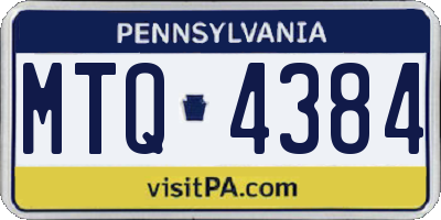 PA license plate MTQ4384