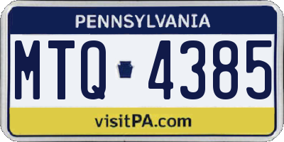 PA license plate MTQ4385