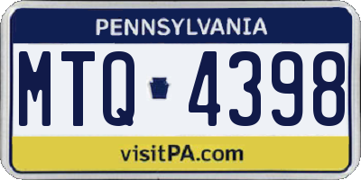 PA license plate MTQ4398