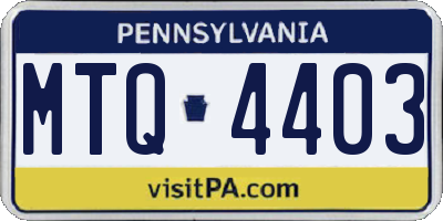 PA license plate MTQ4403