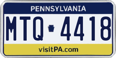 PA license plate MTQ4418
