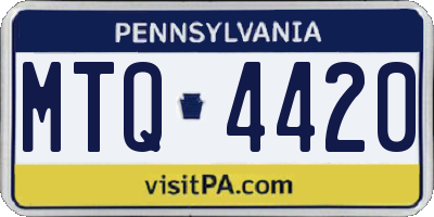 PA license plate MTQ4420